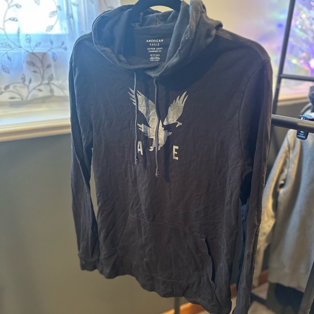 American Eagle Outfitters Men’s XS Black Hoodie with Logo
